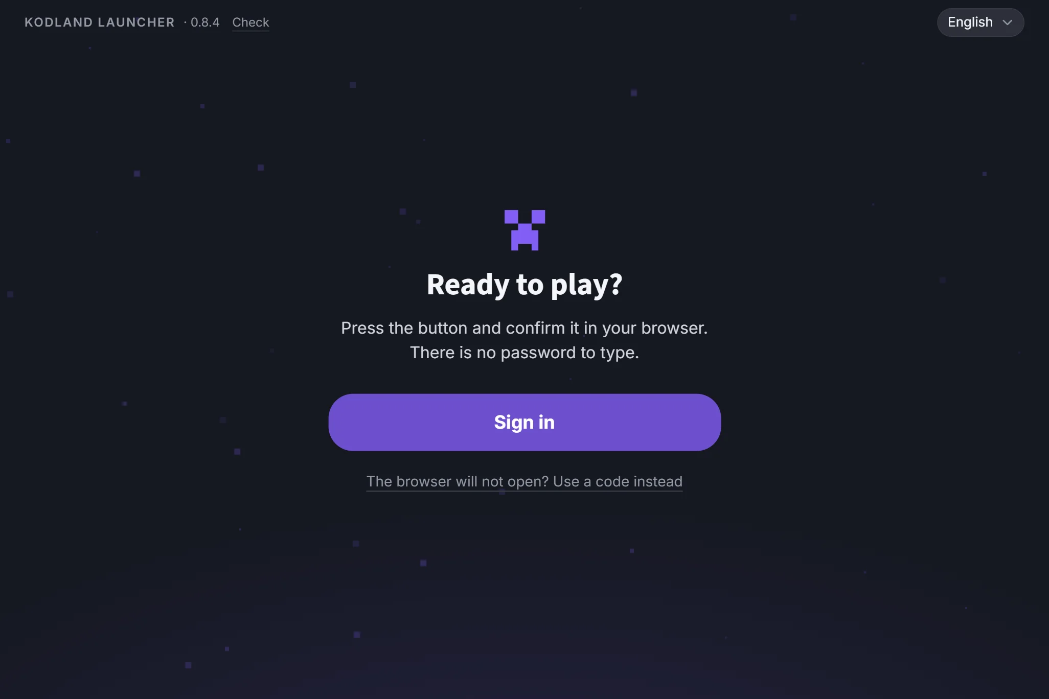 The launcher's first screen: “Ready to play?” and a Sign in button.