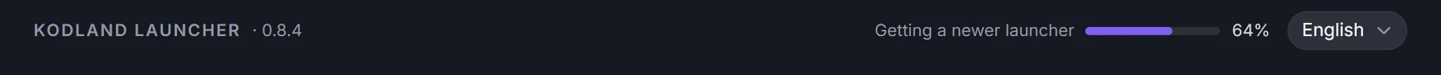 The top of the launcher while it downloads: a small bar and 64 per cent.