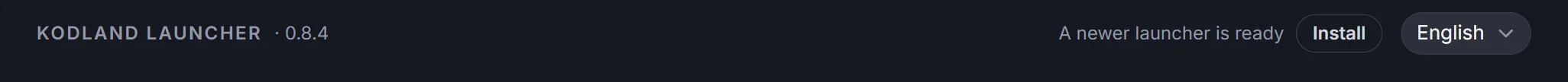 The top of the launcher with the new version ready and an Install button.